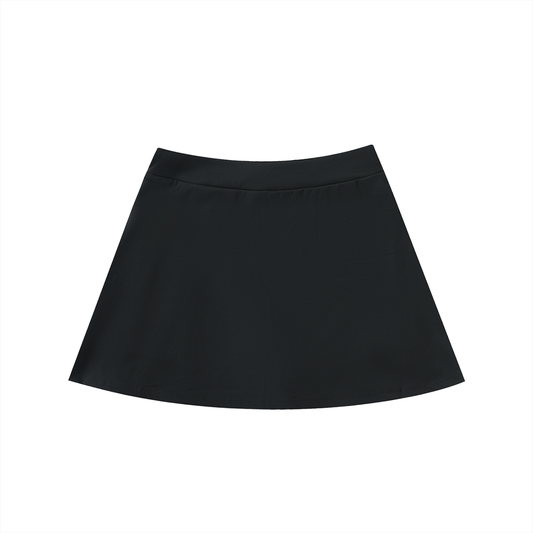 Pin Logo High-Waist Pocketed A-Line Skirt