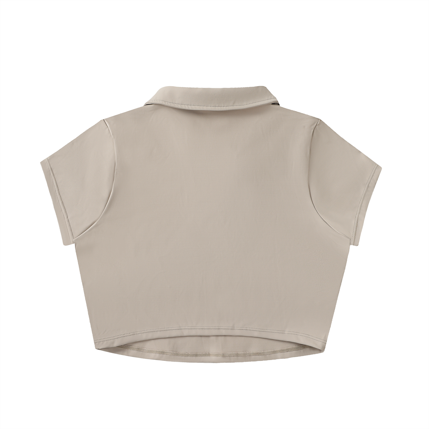 Pin Logo V-Neck Lapel Crop Top Tan