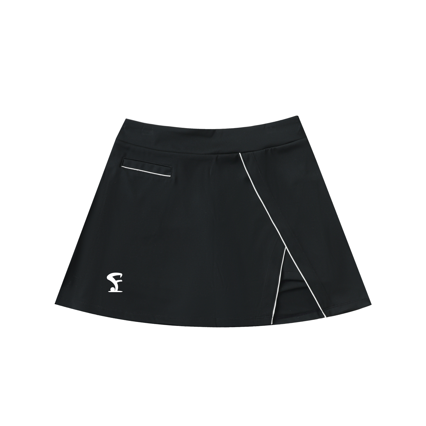 Pin Logo High-Waist Pocketed A-Line Skirt