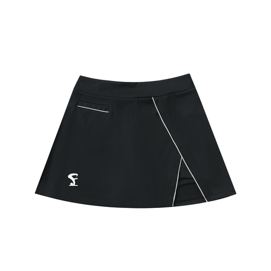 Pin Logo High-Waist Pocketed A-Line Skirt
