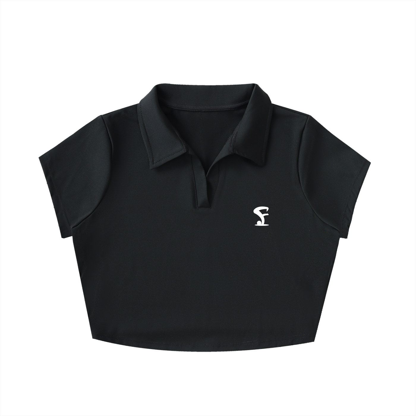 Pin Logo V-Neck Lapel Crop Top