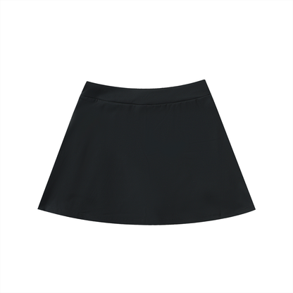 Pin Logo High-Waist Pocketed A-Line Skirt