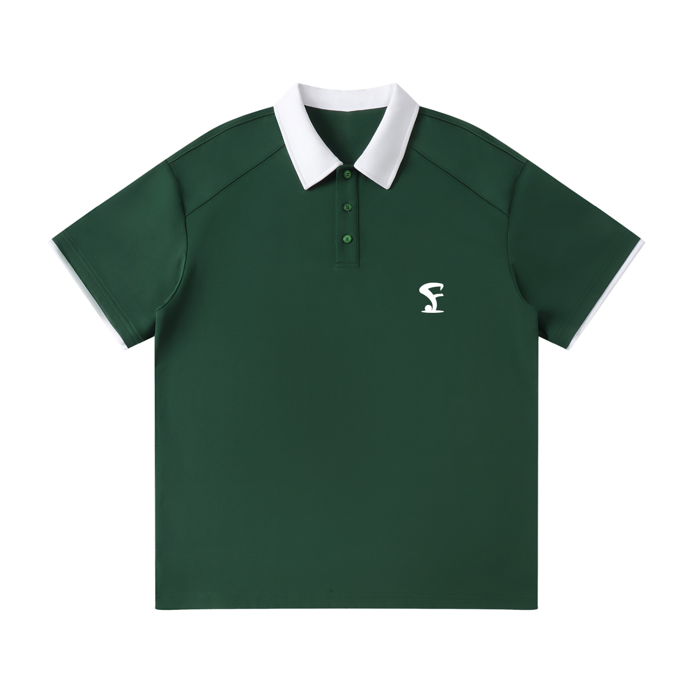 Pin Contrast Collar Raglan Polo Shirt