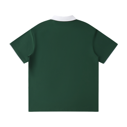 Pin Contrast Collar Raglan Polo Shirt